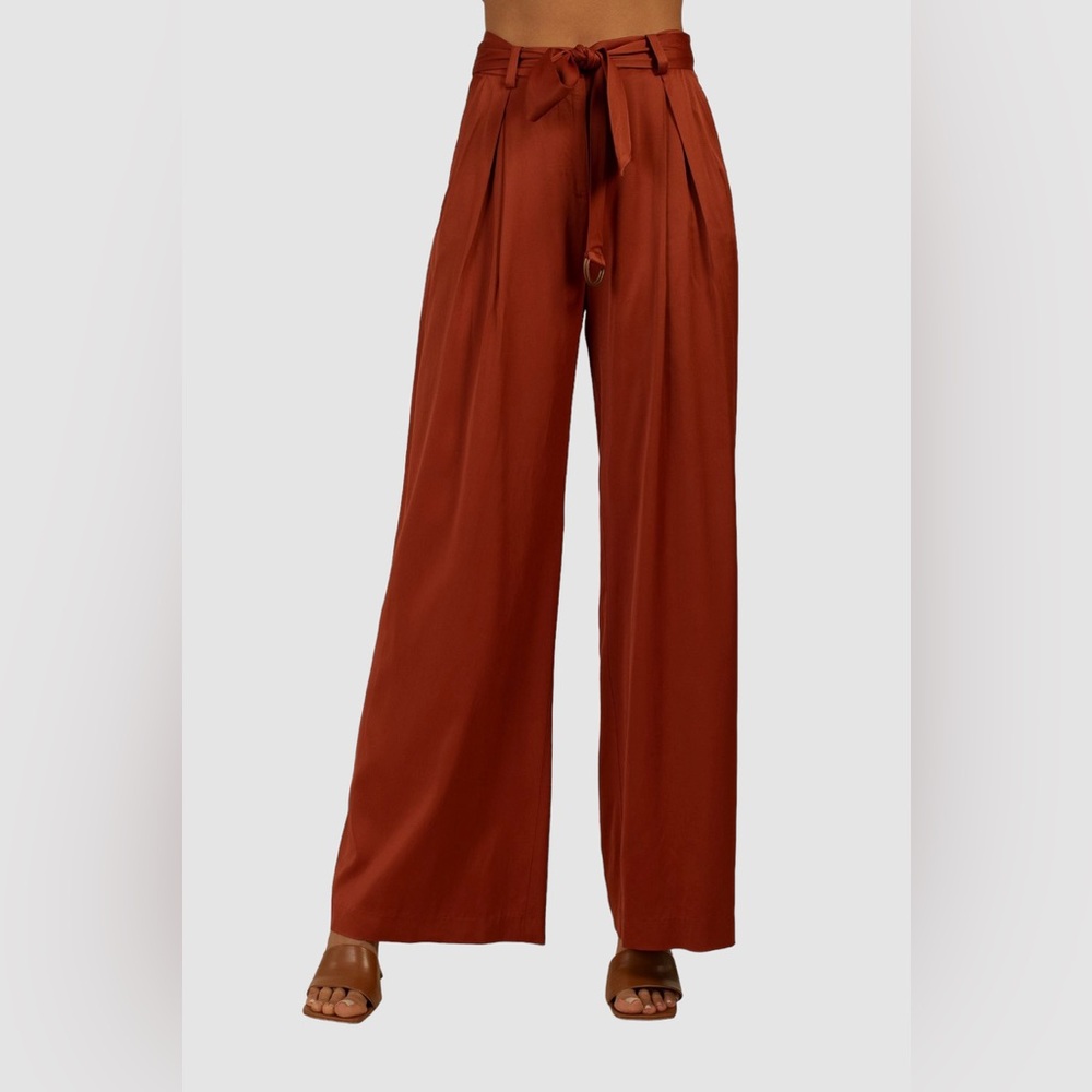 Trina Turk Indira Cinnamon Terracotta Wide-Leg Pants